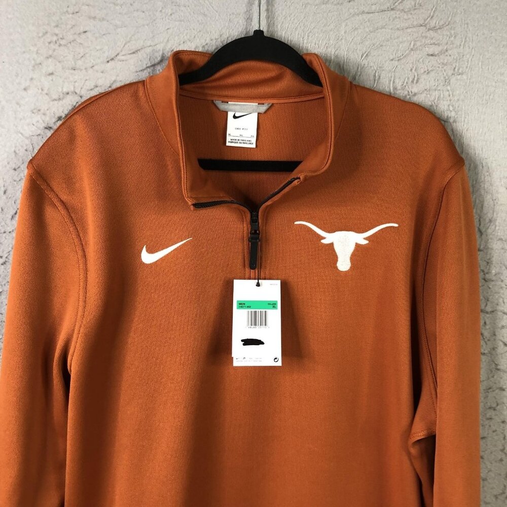 Texas Longhorns Sweatshirt Mens XL Orange NCAA Football Nike Dri Fit Quarter Zip - Picture 10 of 16